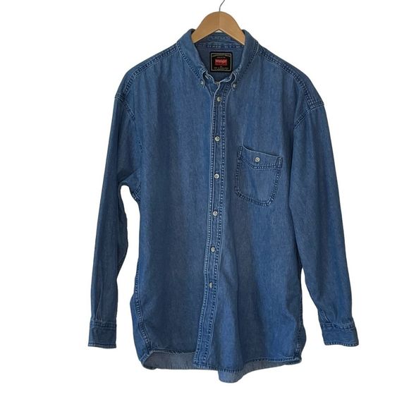 Wrangler Other - Wrangler Hero Men’s Denim Long Sleeve Button Up Cotton Shirt Size XL